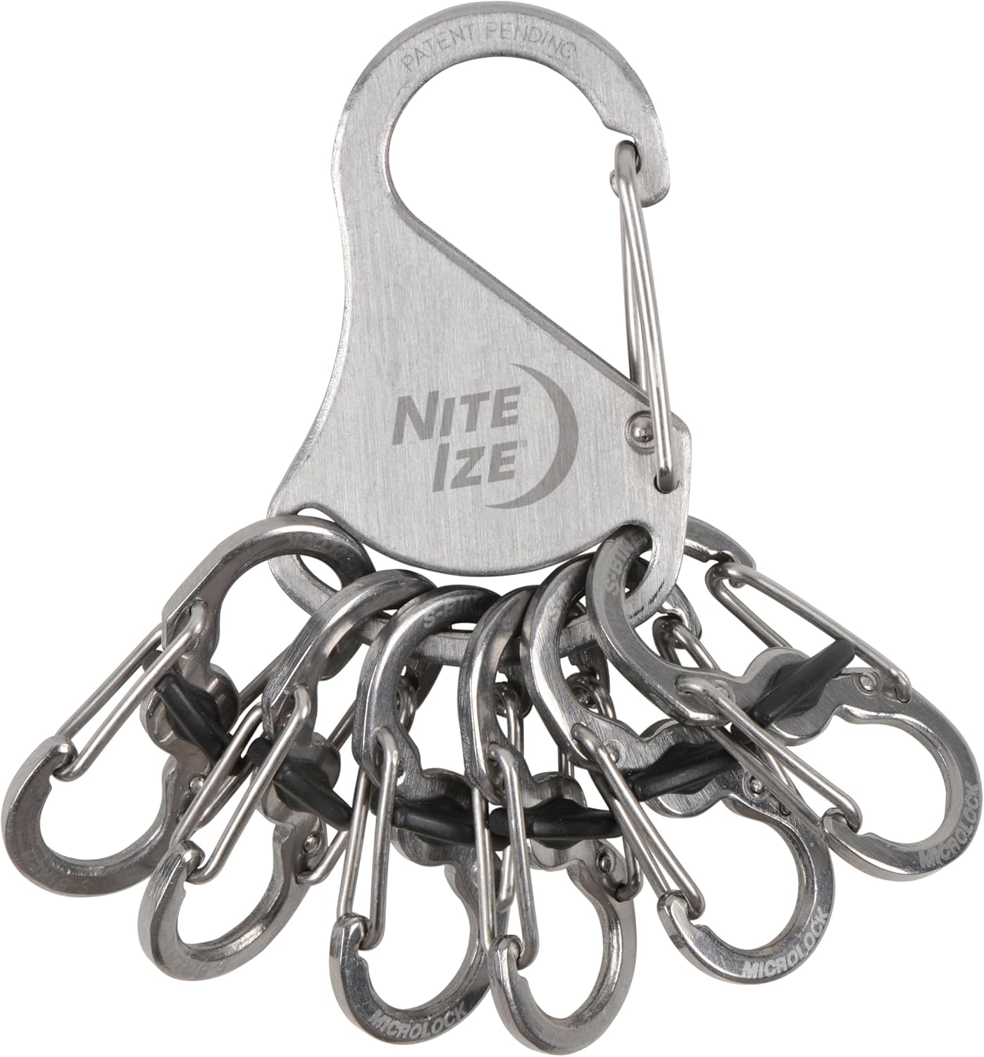 Nite Ize KeyRack Locker Steel S-Biner - Heavy-Duty Carabiner Clip for Keys - S-Biner MicroLocks for Key Holders - Stainless Steel Keychain Accessories & Organizers