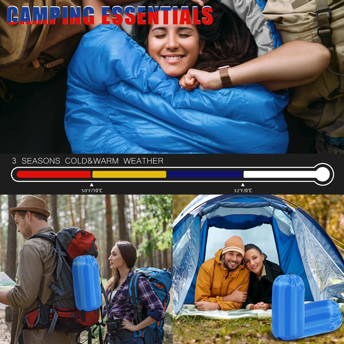 Junkin 12 Pcs Camping Sleeping Bag Bulk for Homeless 4 Seasons Cold Warm Weather Sleeping Bags Waterproof Lightweight with Compression Bag Camping Gear Equipment for Adults Backpacking Hiking