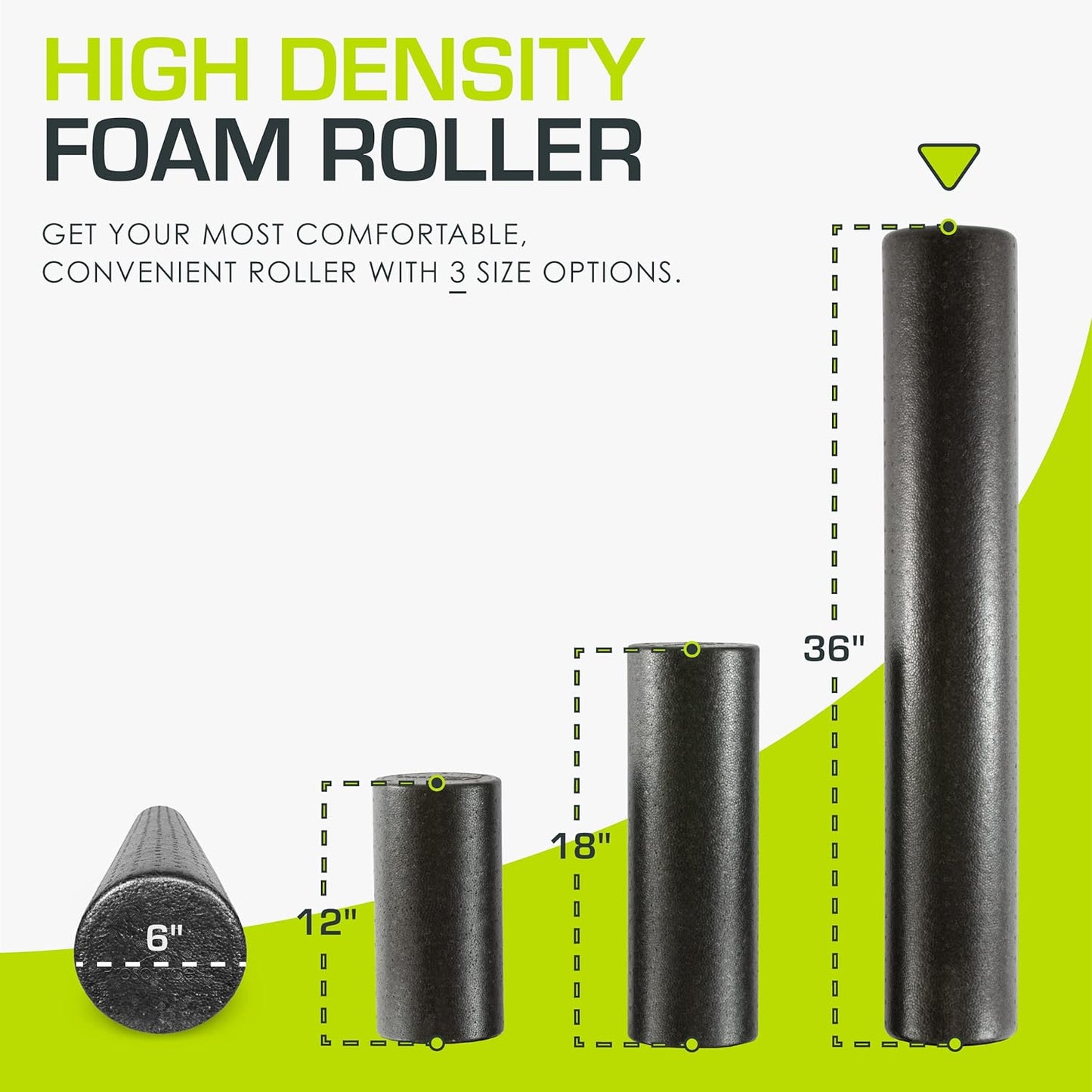 ProsourceFit High Density Foam Rollers 36 - inches Long, Firm Full Body Athletic Massage Tool for Back Stretching, Yoga, Pilates, Post Workout Muscle Recuperation, Black