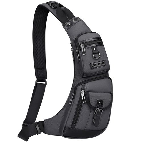 WITZMAN Sling Bag for Men Crossbody Bags Travel Slim Chest Bag One Strap Lightweight Casual Daypack (B702 Silvery Grey)
