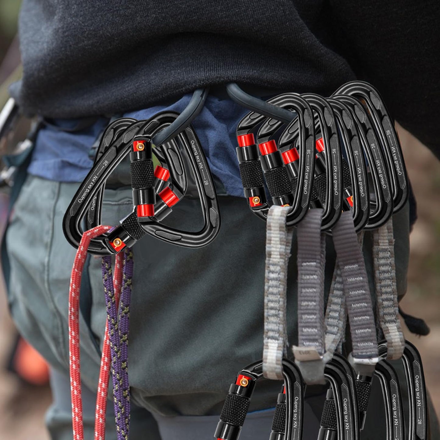 Auto Locking Carabiner Clips - 28KN (6172lbs) Heavy Duty Caribeaners ，4PCS Large Carabiner Clip for Keychains，Hammock，Camping, Gym, Hiking, Outdoor ，Dog Leash