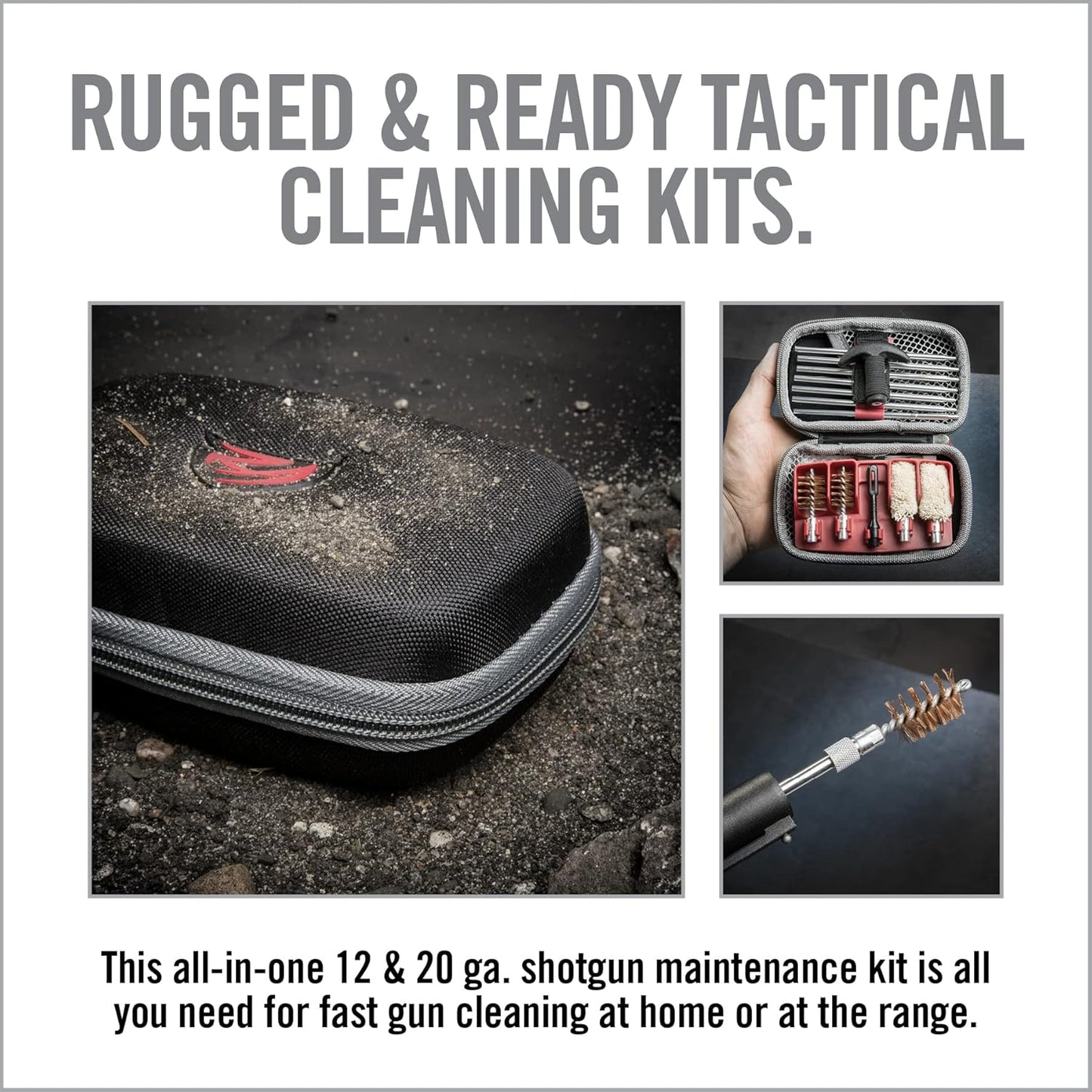Real Avid Shotgun Cleaning Kit – Compact Cleaning Case for 12 and 20 Gauge with 7 Section Rod, Bronze Brushes, Mops, Bore Patch Tip, Thread Adaptor and 50 Patches - Trap & Hunting Maintenance Kit