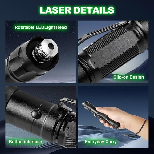 Long Range Laser Pointer, Rechargeable Green Flashlight Laser Pointer High Power for TV/LED/LCD Screens, Astronomy, Outdoor Uses, Adventure, Professional Business Gifts
