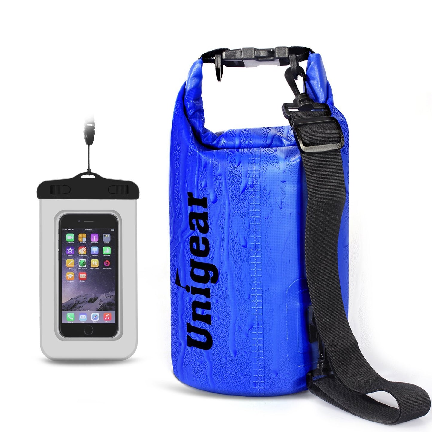 Unigear Dry Bag Waterproof, Floating and Lightweight Bags for Kayaking, Boating, Fishing, Swimming and Camping with Waterproof Phone Case (Blue, 30L)