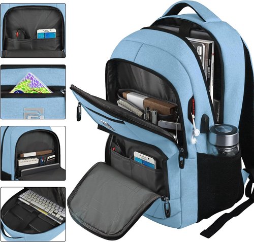 Laptop Backpack,Business Travel Anti Theft Slim Durable Laptops Backpack with USB Charging Port,Water Resistant College Computer Bag for Women & Men Fits 15.6 Inch Laptop and Notebook - Black