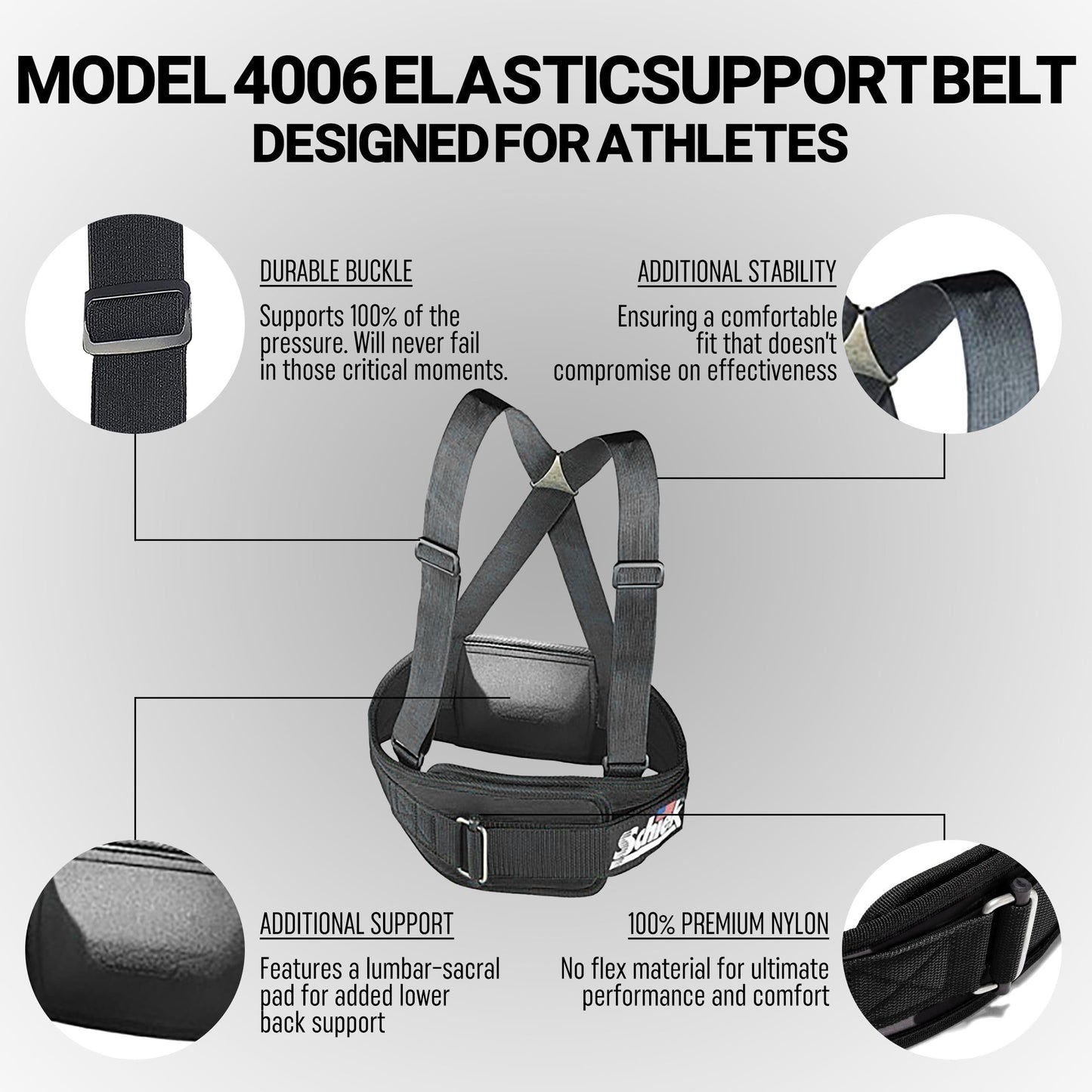 Schiek Model 4006 Support Belt with Suspenders - Back Support Belt for Men and Women - Back Support Brace