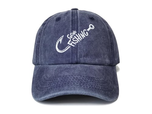 Shenbors Gone Fishing Hat for Men Women, Gifts for Grandpa Uncle Daddy, Navy Blue Bass Fish Lover Baseball Cap Hook Snapback Hat