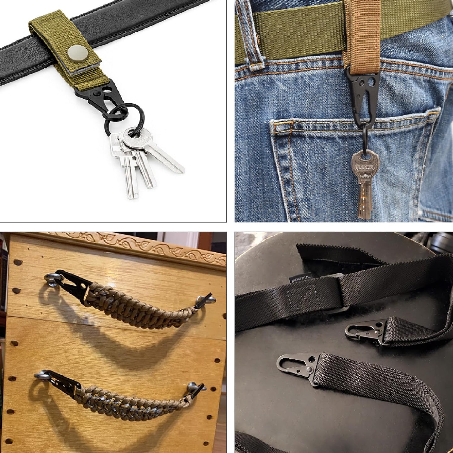 6 Pack Metal Rifle Sling Clips HK Style Sling Snap Hook Enlarged Mouth Clips Tactical Gear for Keyring Hang, Buckle and Paracord - 1" 5