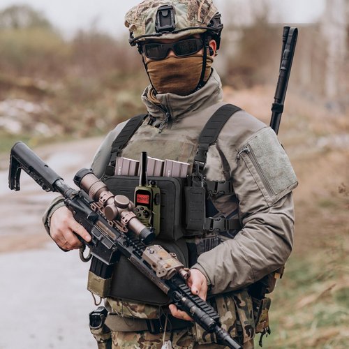 MOZETO Tactical Chest Rig, 1000 Denier Cordura Nylon Fabric Molle Micro Chest Rigs with 5.56/7.62 Magazine Pouch Holder