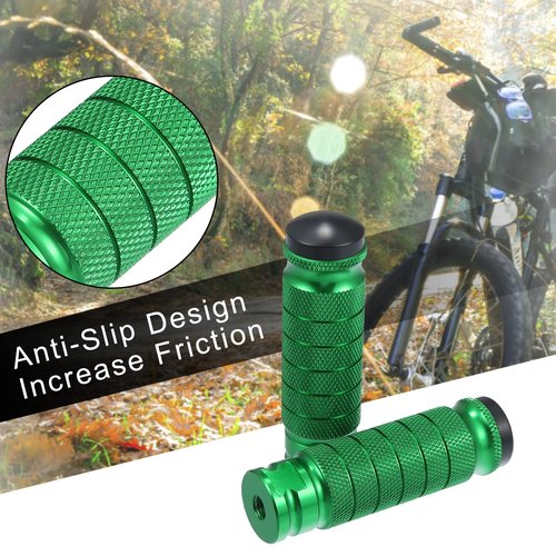 X AUTOHAUX 1 Pair Aluminum Alloy Rear Foot Pegs Footrests Universal Green for BMX MTB Bike Bicycle Fit 1/4 Inch Axles