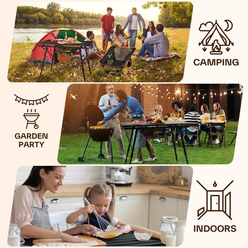Sportneer Camping Tables That Fold Up Lightweight, Adjustable Height Aluminum Folding Table with Top Mesh Layer, Roll Up Camping Table for Outdoor Camp Picnic Beach RV Backyards Kitchen BBQ