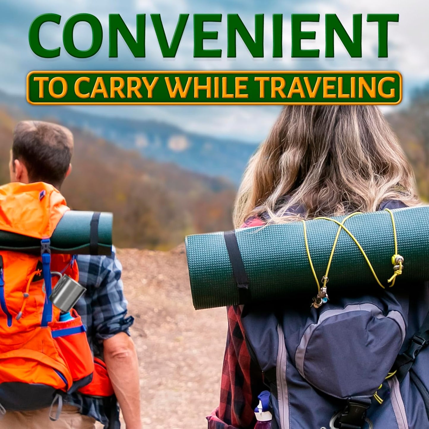 Stainless Steel Mug with Handle - Coffee Camping Mug with Carabiner Handle Portable Backpack Outdoor Cup Lightweight Camping Gear for Men - 13.5Oz Backpacking Coffee Cup Hiking Gift Climbing Mug