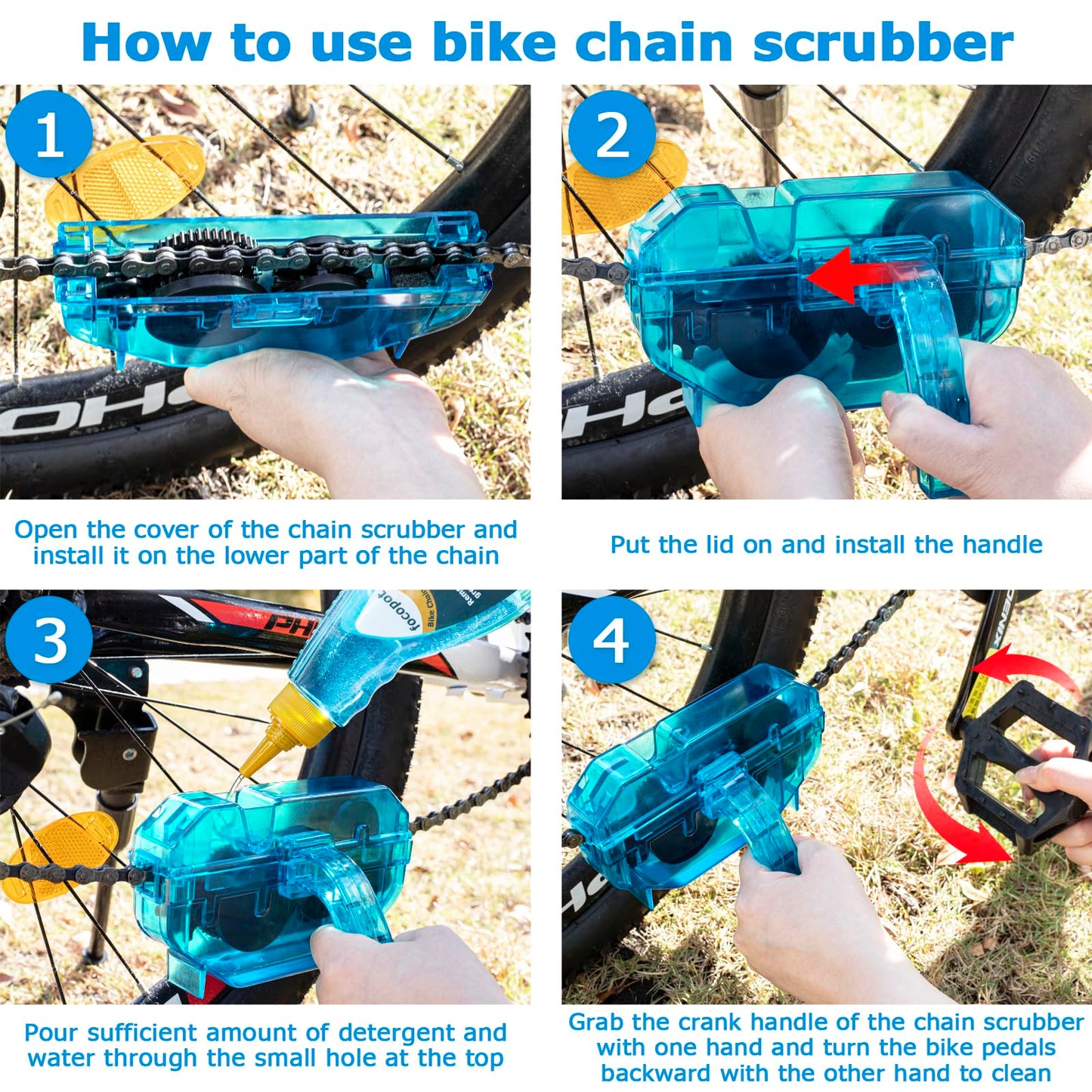 focopot Bike Cleaning Kit Including Bicycle Chain Cleaner Degreaser,Cycling Chain Lube,Cleaner Brush Tool,Scrubber,Suitable for Mountain/MTB,Ebike,Road Bike and Trail Bikes