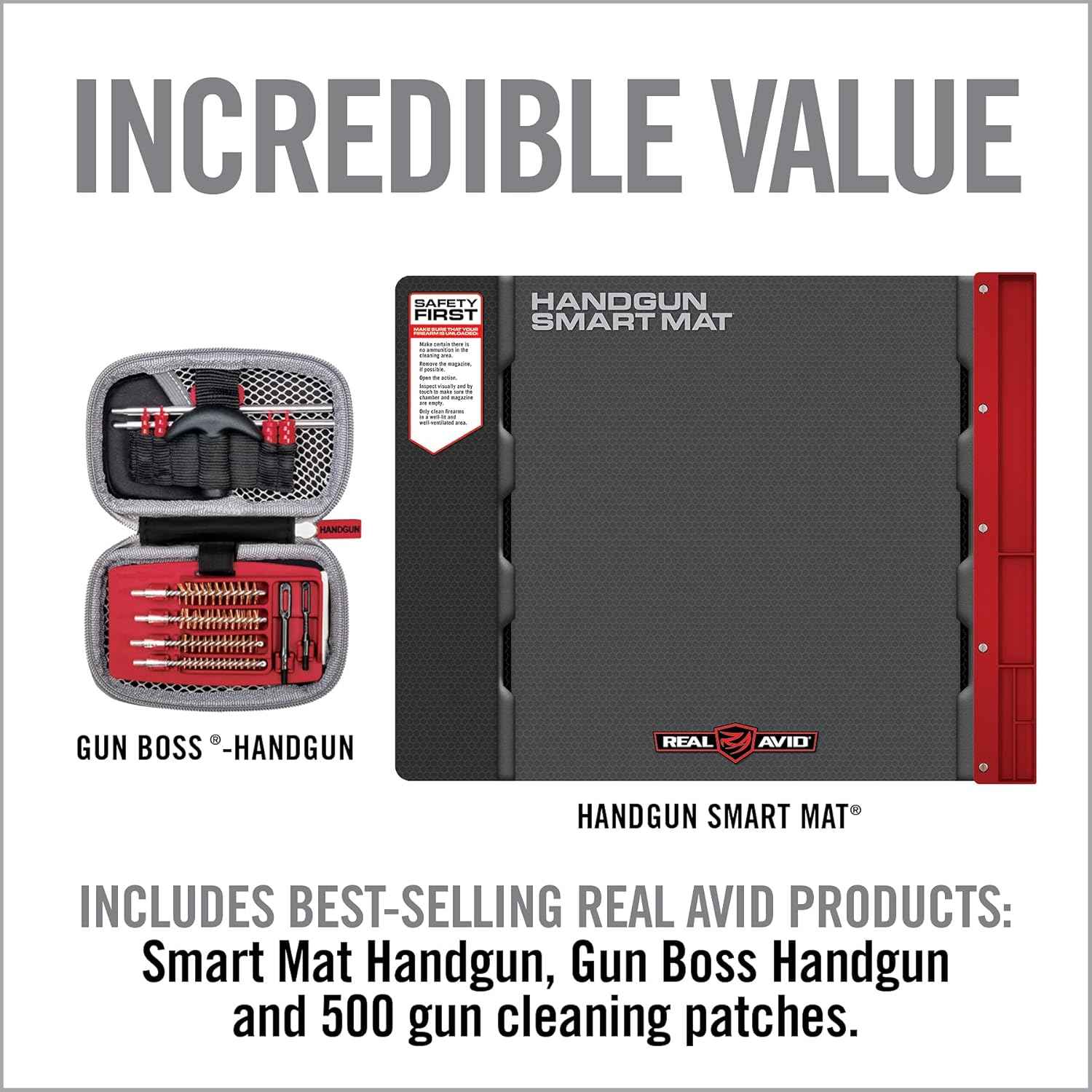 Real Avid Handgun Cleaning Kit with Gun Cleaning Mat & Magnetic Tray for 9mm, .40, .45 Caliber Pistols