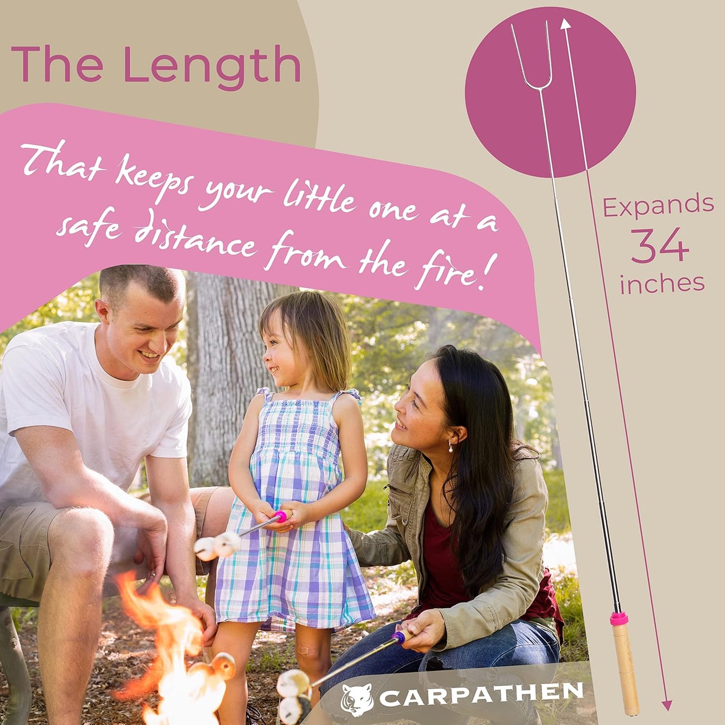 Premium Telescoping Marshmallow Roasting Sticks - Set of 6 Extra Long Smores Sticks for Campfire & Fire Pit