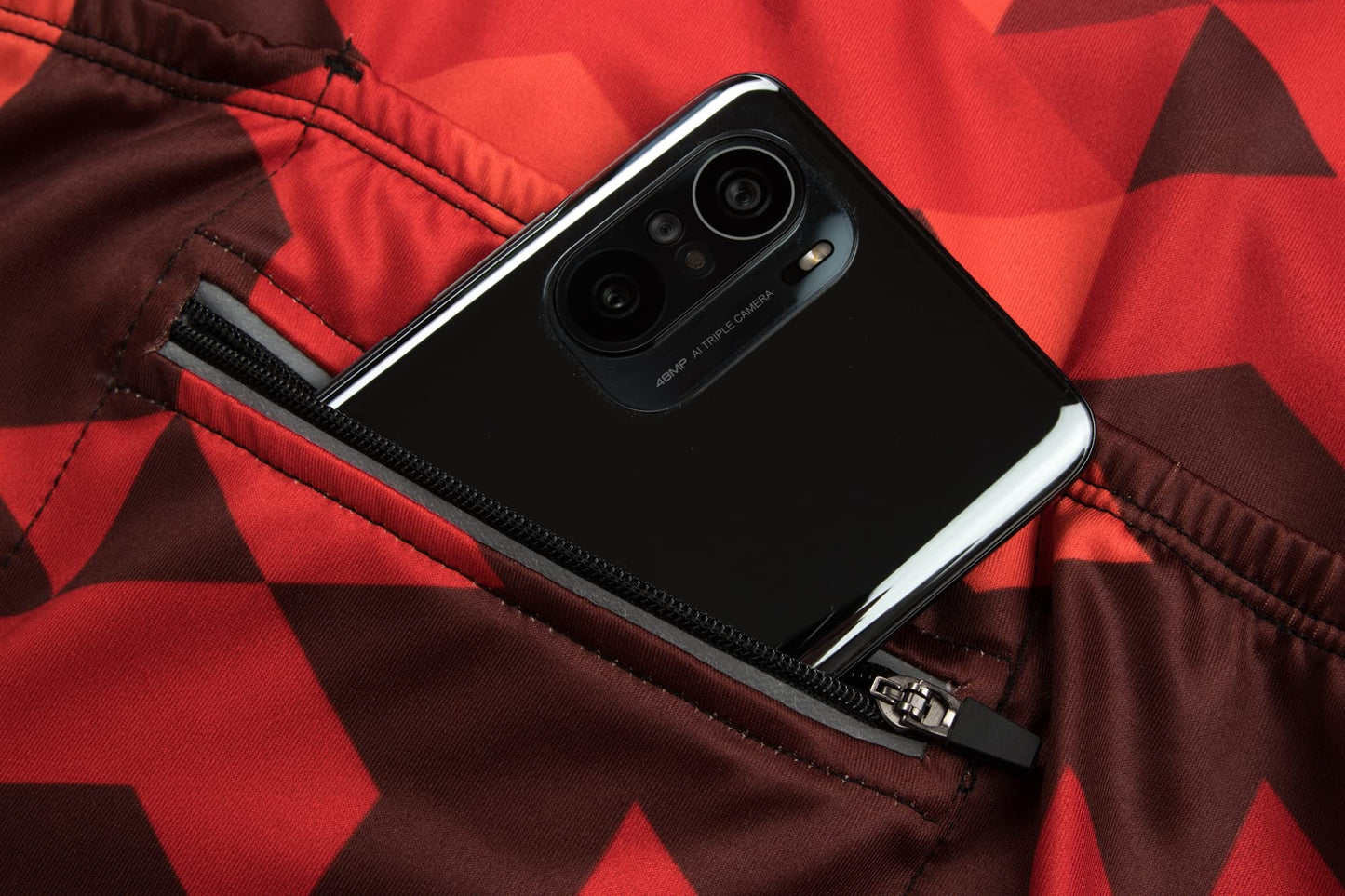 GCRFL Winter Men's Cycling Jersey Long Sleeve Cold Weather Cycle Tops Cycling Jacket Thermal Fleece Bike Shirts Zipper Pocket (Blue Red, L)