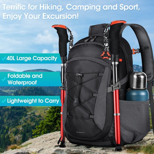 RAINSMORE Hiking Backpack 40L Waterproof Camping Lightweight Packable Backpack for Women Men Outdoor Travel Daypack
