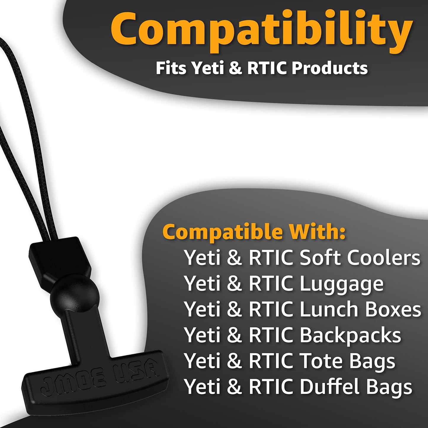 Jmoe USA Zipper Pulls for Yeti Hopper Flip, RTIC Soft Cooler, Day Cooler, Backpack, and Totes | Made of Tough Military Grade Paracord and Rigid Plastic | Improved Ergonomic Design | 2-Pack