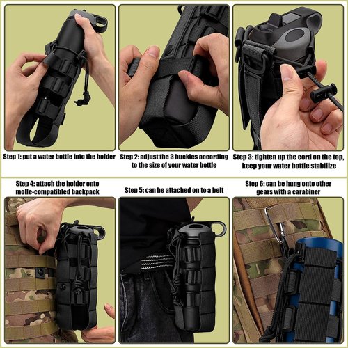 MAYMII Molle Water Bottle Pouch Bottle Carrier Bag Minimalist Adjustable Straps Kettle Pouch Belt Tactical Water Bottle Holder for 17-50 Oz Water Bottle (ACU)