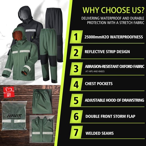 NAVIS MARINE Durable Men's Waterproof Sailing Jacket : Lightweight, Breathable,Reflective Outdoor Gear for Hiking and Fishing(Carbon XXX-Large)