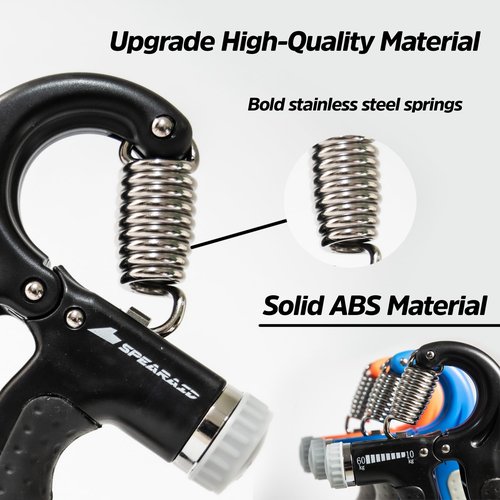 Spearaid Hand Grip Strengthener, 22 lb - 132 lb, Black, Hand Strengthener