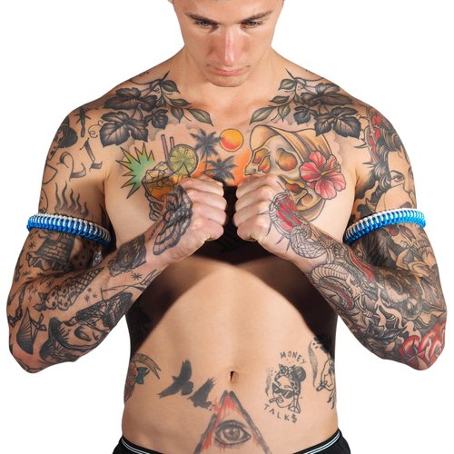 SIAMKICK Muay Thai Prajiad Armbands, Traditional Handmade Muay Thai Armband, Authentic Wai Kru Thai Boxing & Kickboxing (Set of 2) (Arctic Blue)