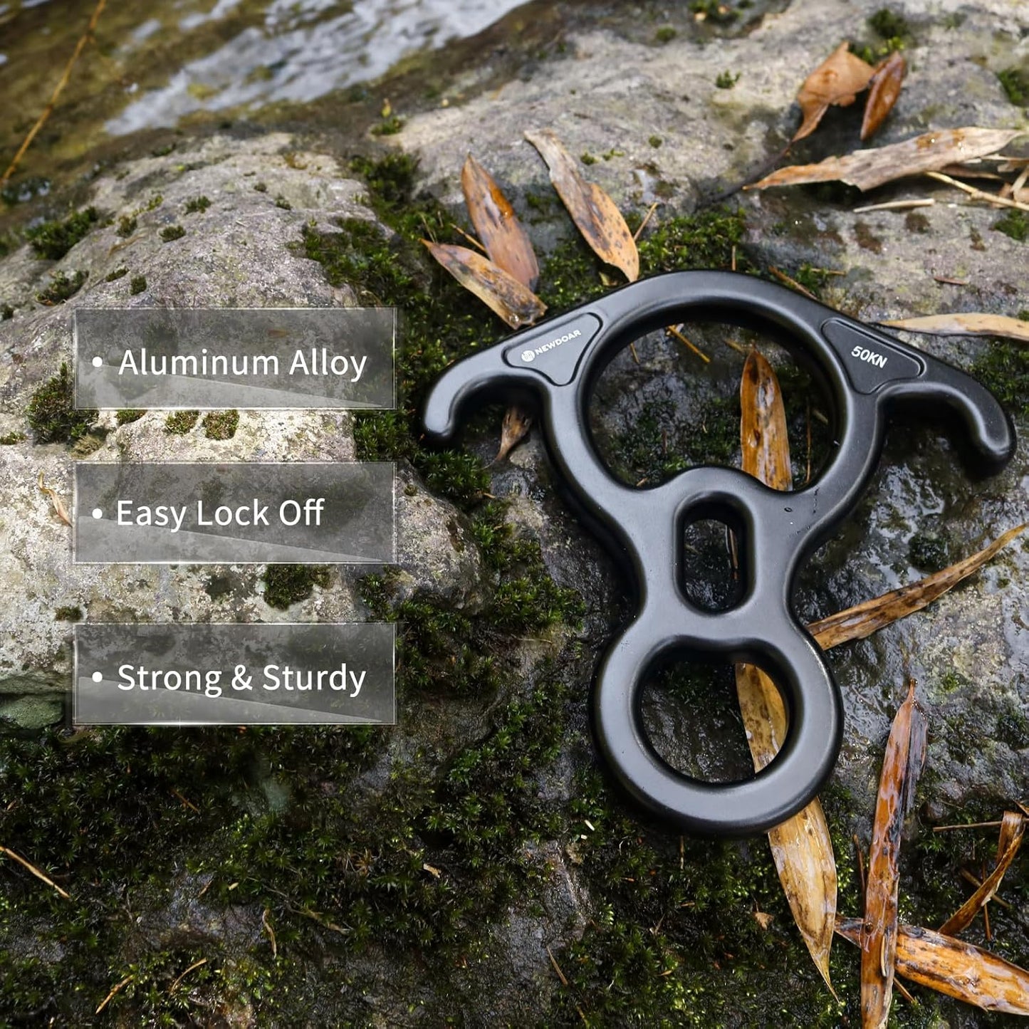 NewDoar 50KN 11000 LBF Rescue Figure,8 Descender Large Bent-Ear Belaying and Rappelling Gear Belay Device for Rock Climbing, Aerial Dance,Ziplining and Peak Rescue 7075 Aluminum Alloy