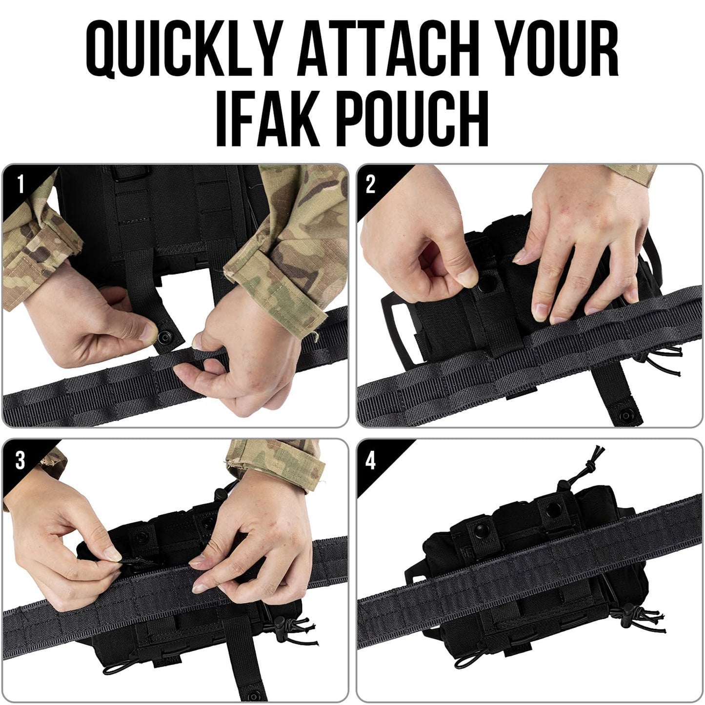 FEIWOOD GEAR Tactical IFAK Pouch,Medical Pouch,IFAK Tear Away Pouch,First Aid Kit Two-Piece System Medical Pouches Emergency Survival Bag for Outdoor Travel Hiking