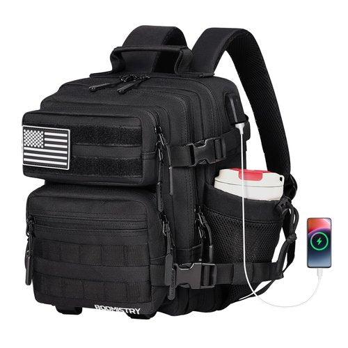 Boomistry 15L Mini Tactical Backpack Small Tactical Backpack for Men and Women, Military Backpack for Gym, Hiking, Daily (Black-15L)