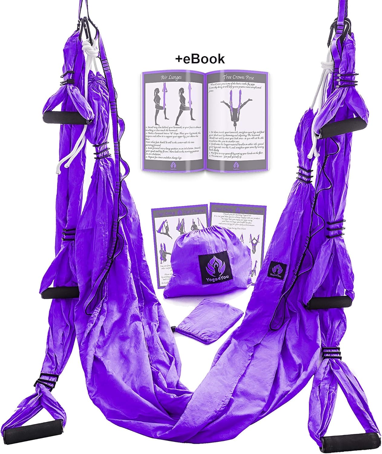 Aerial Yoga Swing Set - Hammock Hanging Swing - Sling Inversion Fly Kit - Antigravity Yoga Sling - Suspension Trapeze