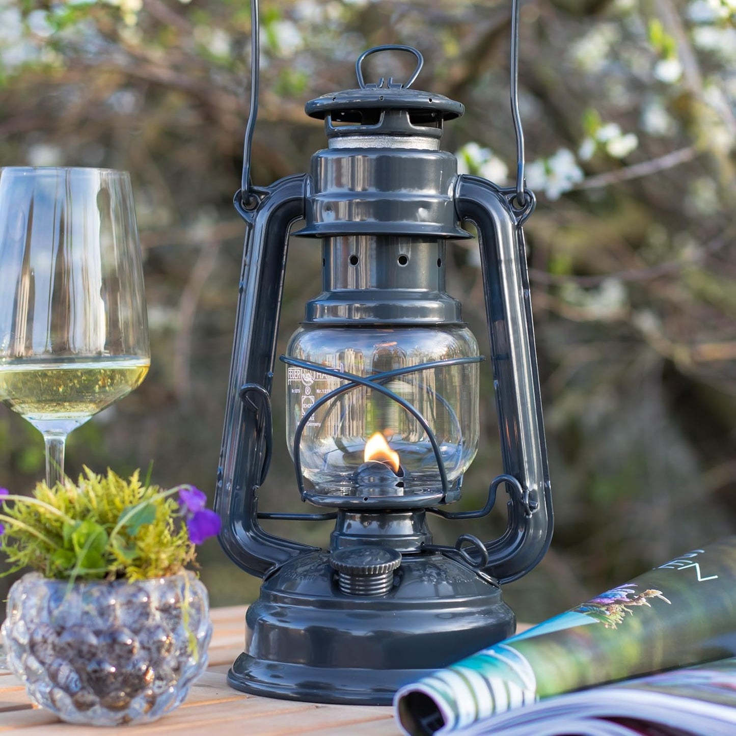 Outdoor Kerosene Fuel Lantern, German Made Weather Resistant Baby Special 276 Galvanized Hurricane Lamp for Camping or Patio, 10 Inches, Bronze