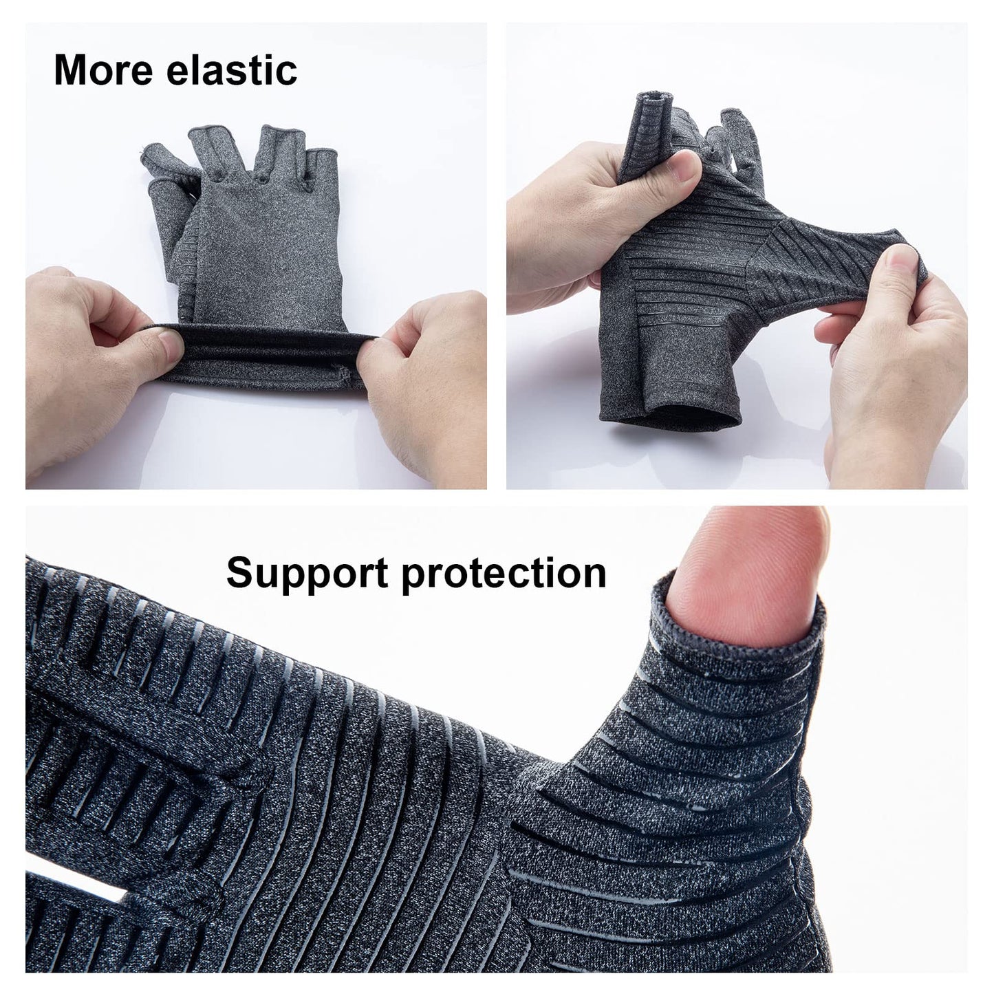 Generic 1 Pair Half Finger Exercise Pressure Gloves, Outdoor Fitness Care Training Rehabilitation Riding Silicone Anti-Skid Gloves, Outdoor Cycling Accessories (M), Medium, Grey