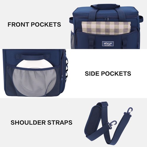 SUNUP 48 Cans Soft Sided Insulated Cooler Bag, Collapsible Large Ice Chest, Portable Leak-Proof Cooler for Travel, Camping, Beach, Grocery, Blue