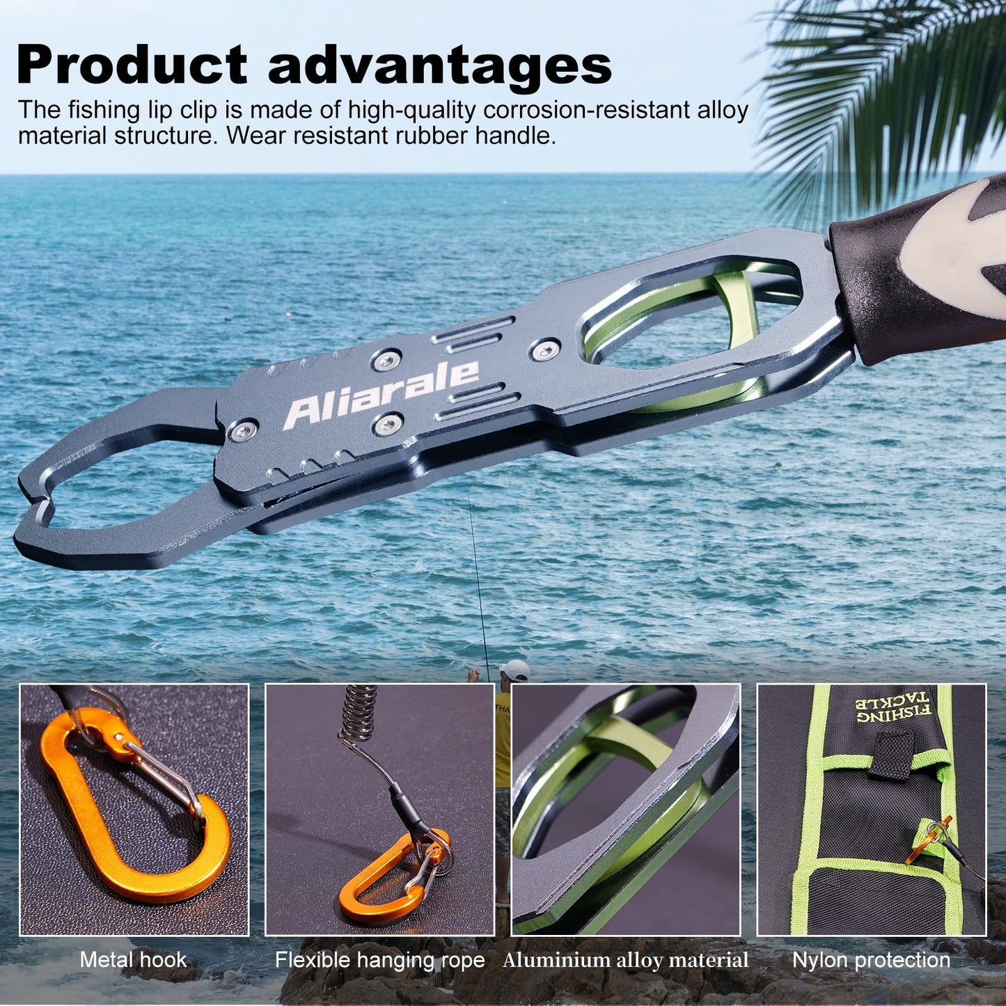 Fish Lip Gripper Fish Scales Professional Fish Holder Aluminium Alloy Material Grabber 40 Pound Fish Lip Grip Tool with Weight Scale and 360 Degree Rotation,Fish Grabber Clip Fish Control Tackle