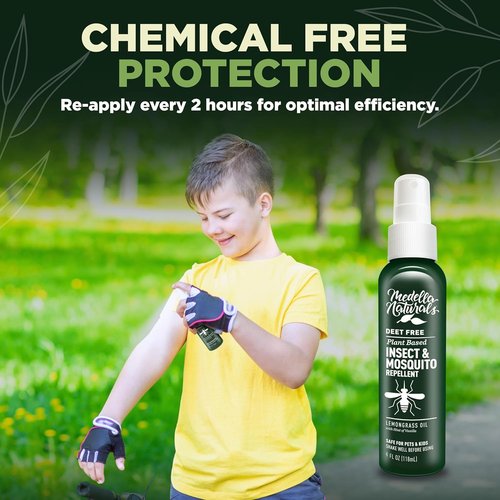Deet-Free Insect & Mosquito Repellent Pack of 2 (4 oz) – Nice Smelling Insect Repellent with Lemongrass Oil Safe for Pets and Kids – Bug Spray Against Mosquitoes, Gnats, Black Flies, and No-See-ums