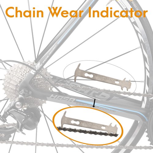 BikeHand Bicycle Chain Wear Indicator Tool Chain Checker - Compatible with Shimano Sram Campagnolo KMC & Other Brands for 7 to 12 Speed Chains - Maintenance for Road, Mountain & Hybrid Bikes