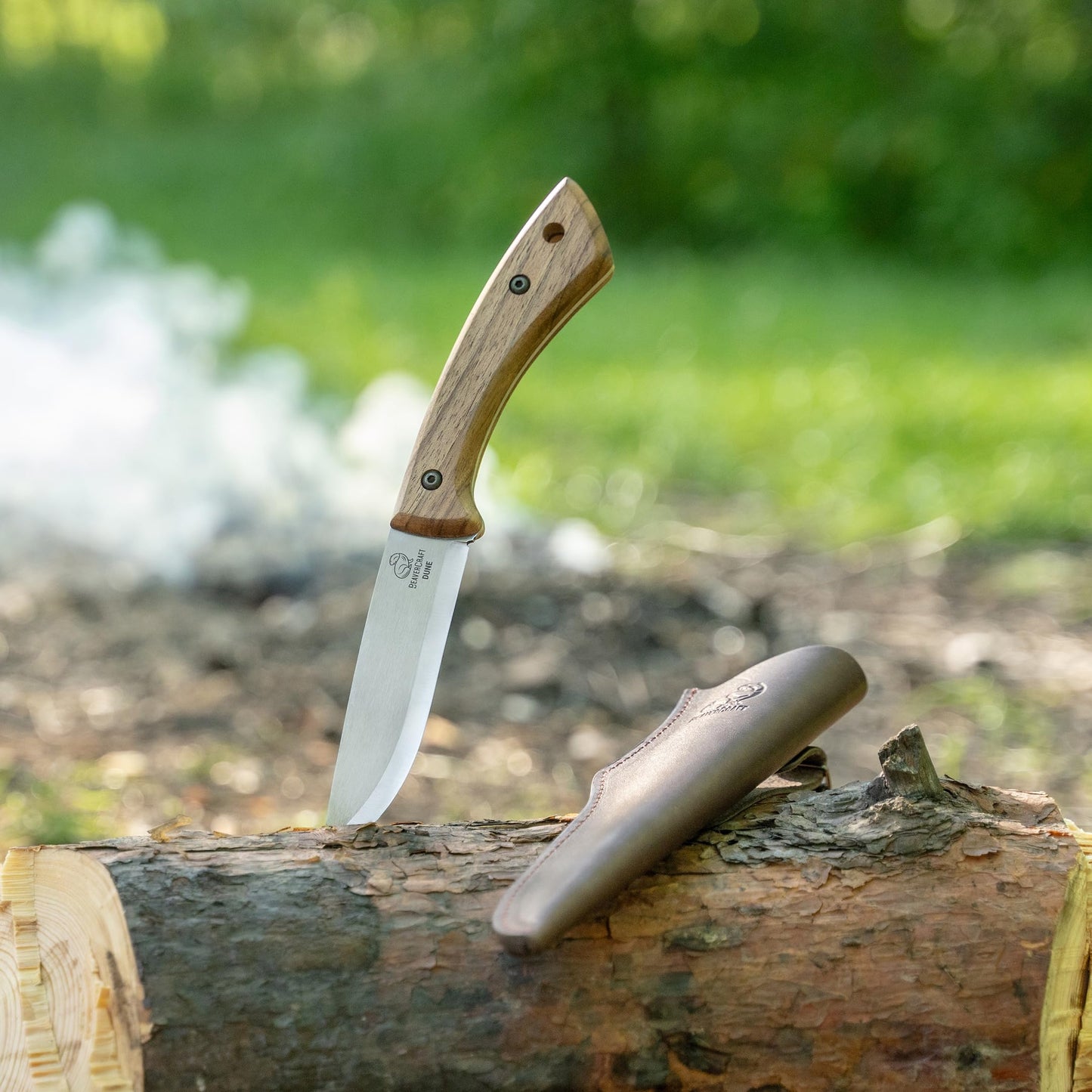 BeaverCraft Bushcraft Knife Full Tang Carbon Steel with Leather Sheath – Camping Bush Knife Fixed Blade – Outdoor Bushcraft Knives BSH1 Dune