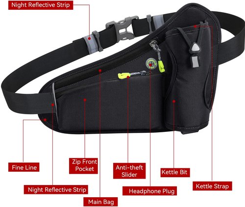 Running Belt Hydration Waist Pack with Water Bottle Holder for Men&Women Outdoor Sports (Black)