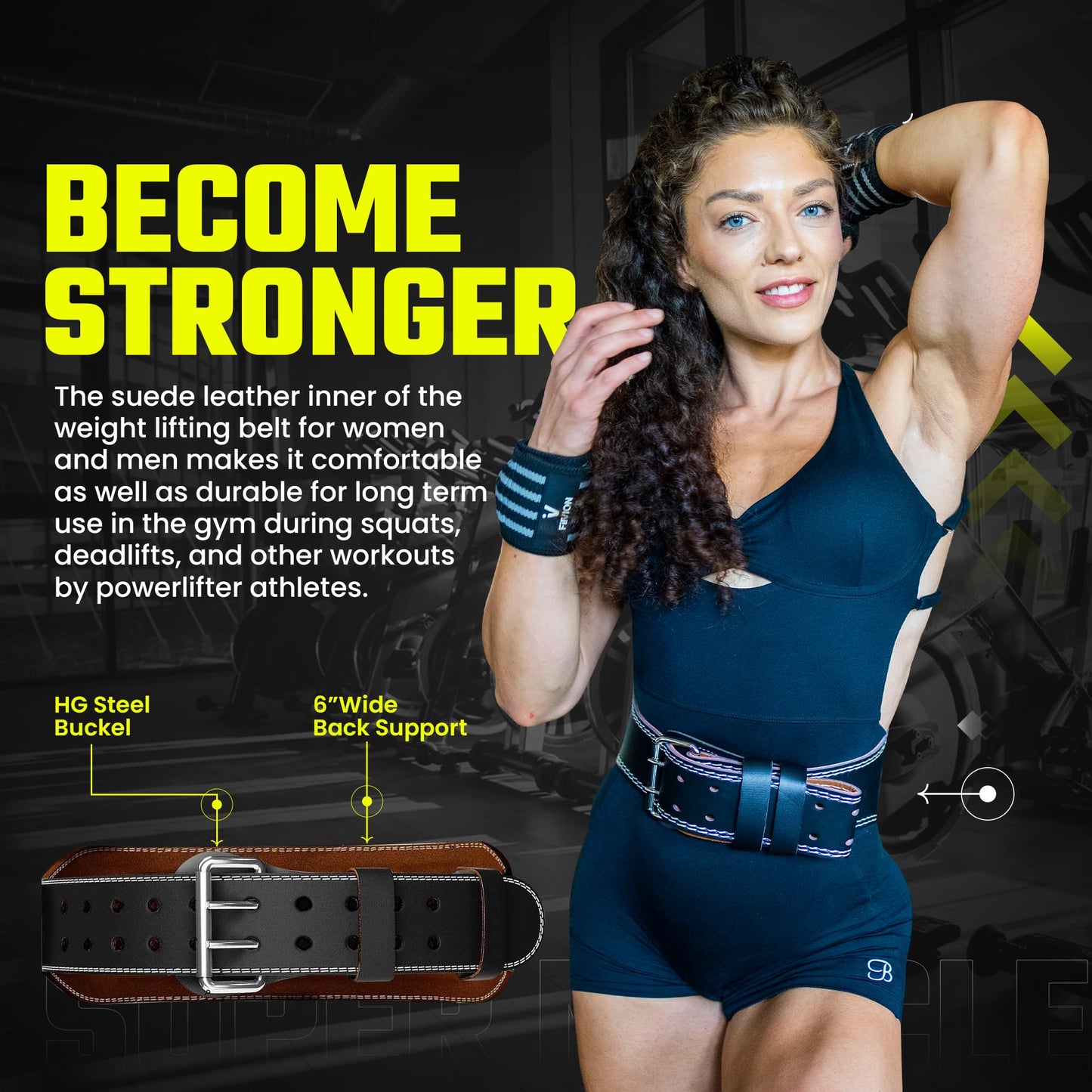 Genuine Leather Weight Lifting Belt With Free Wrist Wraps - 6 Inch Wide - PU Leather Gym Belt - Bodybuilding belts - Lumbar Back Support - Weight Lifting Belts for Men Father's Day & Women