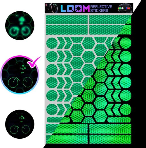 LOOM Reflective Stickers | 67pc Engineer Gry | Reflective Stickers for Helmet, Bike, Motorcycle, Hard Hat | Waterproof Reflectors for Car, Trailer | Bike Reflectors for Night Riding