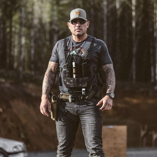 VIKTOS Taculus MX Tactical Versatile Durable Adjustable Waterproof Elastic Webbing EDC Vest Chest Rig with Belly Pouch, Multicam Black
