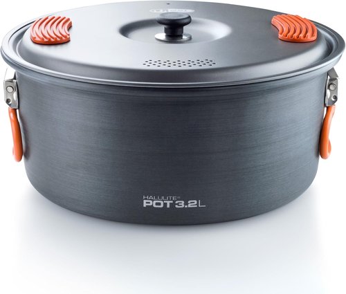 Lightweight Halulite Aluminum Camping Pot - Hard Anodized Cookware with Lid & Folding Handle