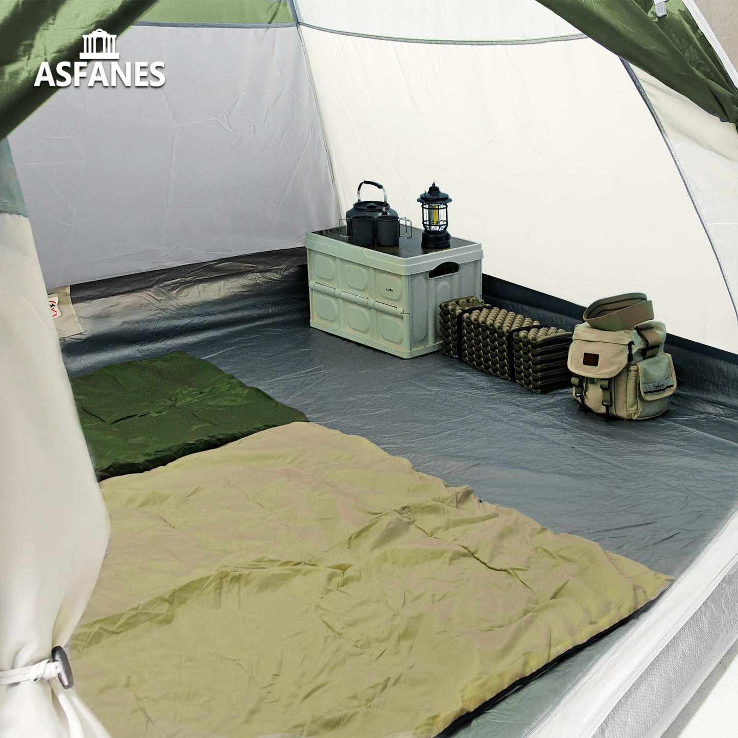 ASFANES Screened Camping Tent, 4 Person Waterproof, Haven Tent, Backpack Double Layer Shelter, Easy Setup and Portable for Outdoor, Picnic, Army Green.