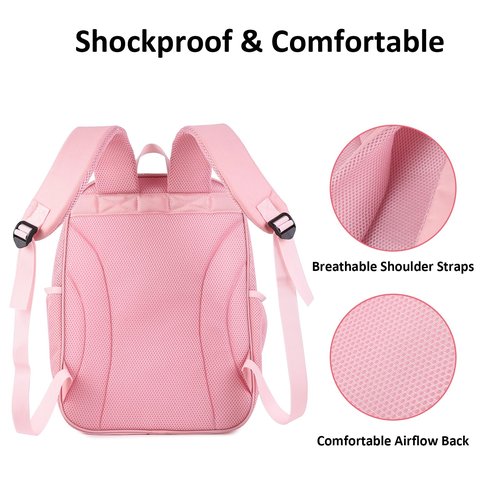 COVAX Large Mesh Bookbag, Semi-transparent College Backpack, See Through Mesh Backpack with Bungee and Comfort Padded Straps for Travel, Swimming, Beach, Outdoor Sports (Pink)