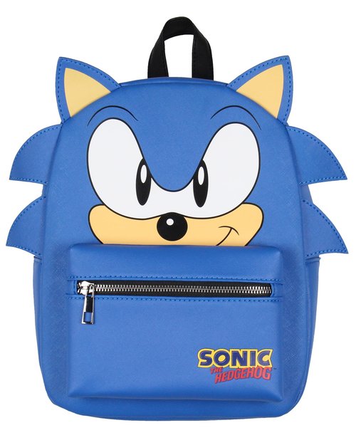 Bioworld Sonic The Hedgehog Character with 3-D Ears and Quills Mini Faux Leather Backpack For Men and Women