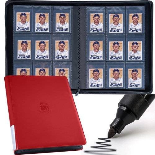 BOMIIPOR Semi Rigid Card Holder Binder, Premium Card Saver 1 Binder with Sleeves for Trading Cards & Sports Cards Storage - Holds 360 Semi Rigid Card Holders for Grading（Classic Red）