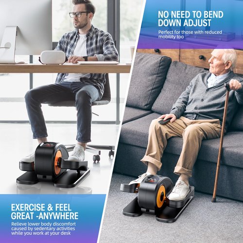 GUGTTR Under Desk Elliptical Machine, Quiet & Portable Seated Pedal Exerciser with 12 Adjustable Speeds & Remote Control, Low-Impact Electric Ellipse Leg Exerciser for Cardio & Strength