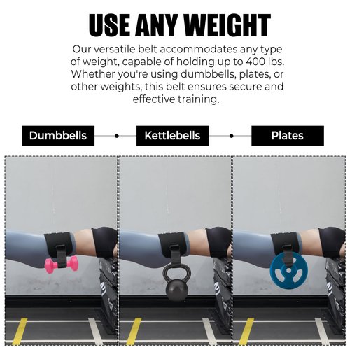ELITE ECOMMERCE Hip Thrust Belt Exercise - Heavy Duty Exercise Belt for Weights, Dumbbells, Kettlebells, and Plates - Supports Up to 400 lbs. - Adjustable, Comfortable, and Durable Fitness Equipment