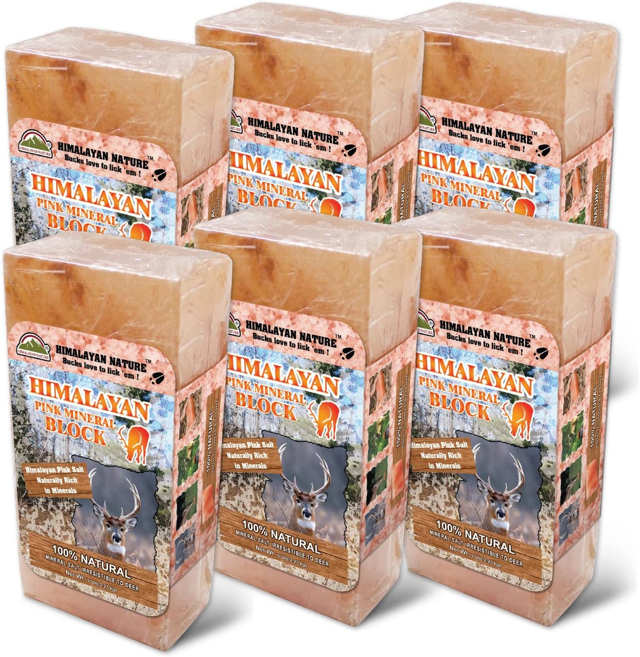 100% Natural Himalayan Rock Deer Salt Licking Block - Animal Licking Mineral Salt Block, Natural Feed Salts Bricks For Deer and Livestock Animals - 5 Lbs, 2x4x8 inch, Pack of 1