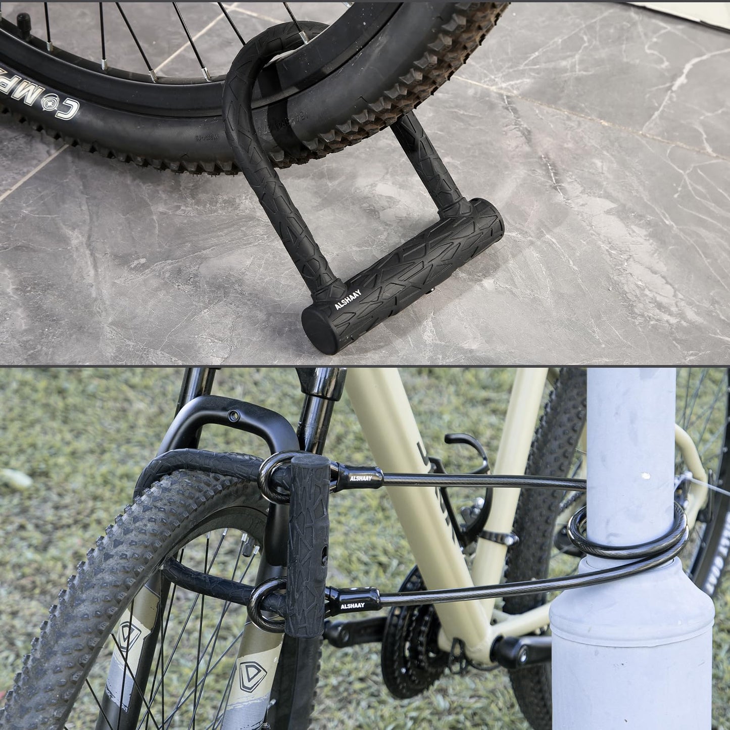 Heavy Duty Bike U Lock - Super Strong 12 Ton Shear, 20mm U Shape Lock Anti-Theft Silicone Covered Electric Scooter Lock Keyhole with Sliding Cover 4ft Steel Cable with Mounting Bracket and 3 Keys(S)